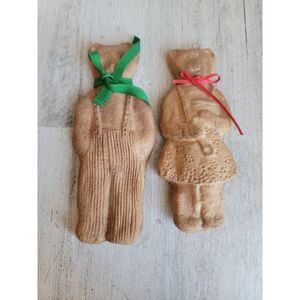 Gingerbread teddy bear couple man woman figure Xmas vintage home decor